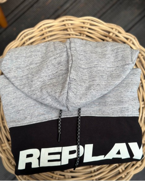 Mikina pánská Replay šedá s kapucí